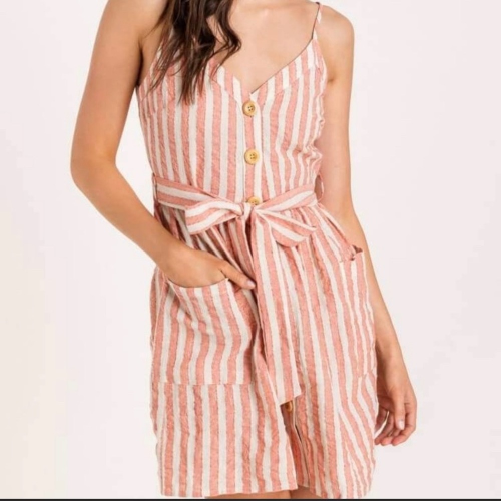 NWT Lush striped button down dress